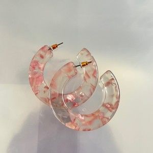 Vintage medium size hoop earrings pink & clear
